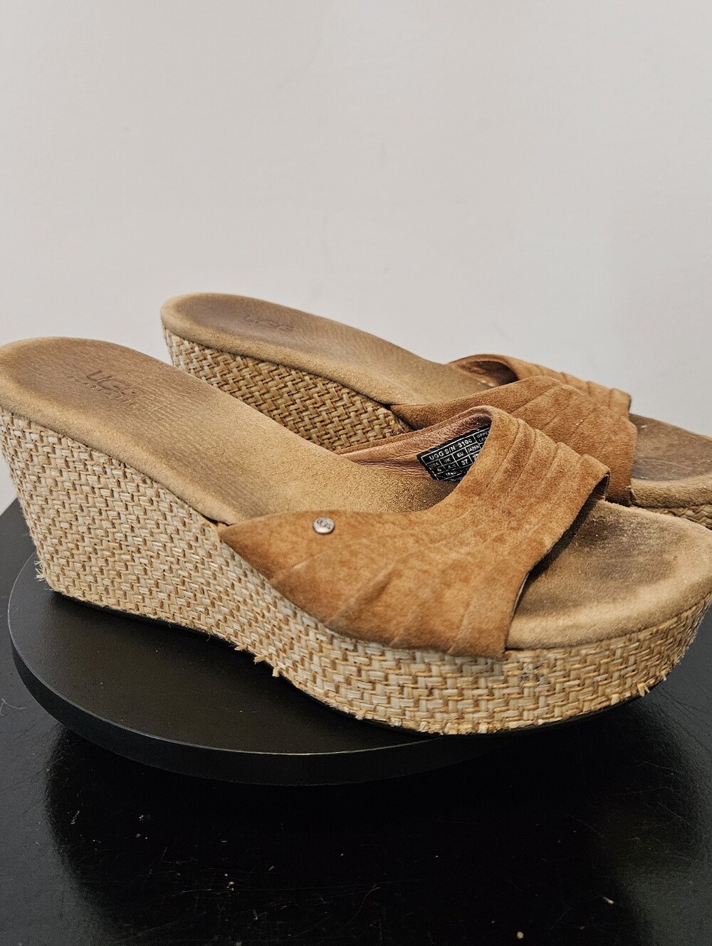Ugg Alvina  Suede Chestnut‎ Wedges Slip On Slides Platform Women’s 6 Y2K